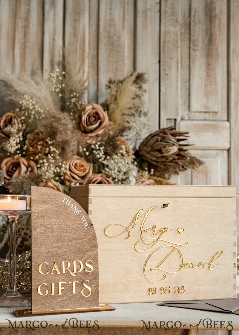 rustic wood Set Card Box & Sign, Wedding Card Box with lock cards gifts sign with stand, wooden Wedding Money Box Sing Guestbook Set-4