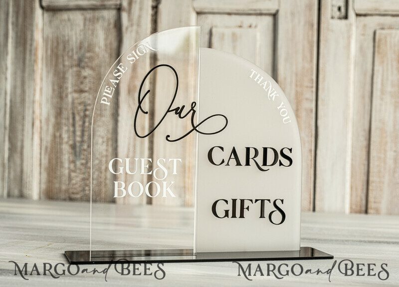Luxury Acrylic Wedding Sign & Card Box Set – Clear, Frosted & Black Plexiglass Guestbook Sign Combo for Modern Elegant Weddings-0