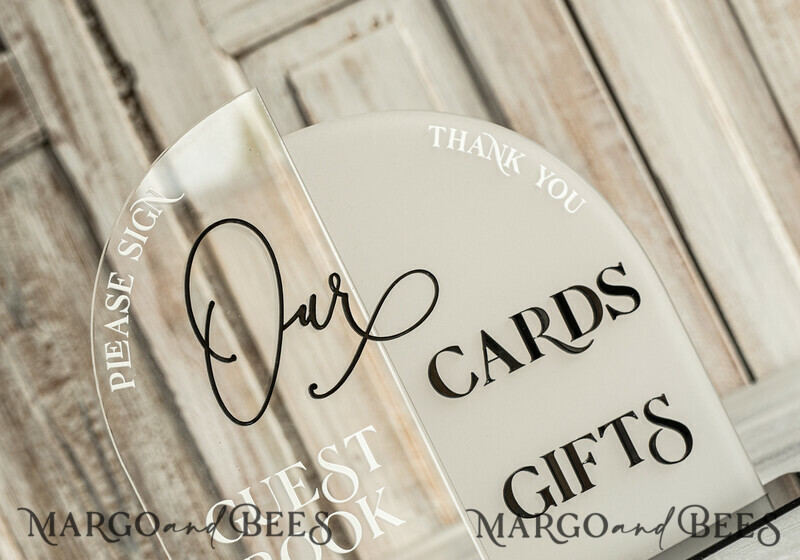Luxury Acrylic Wedding Sign & Card Box Set – Clear, Frosted & Black Plexiglass Guestbook Sign Combo for Modern Elegant Weddings-4