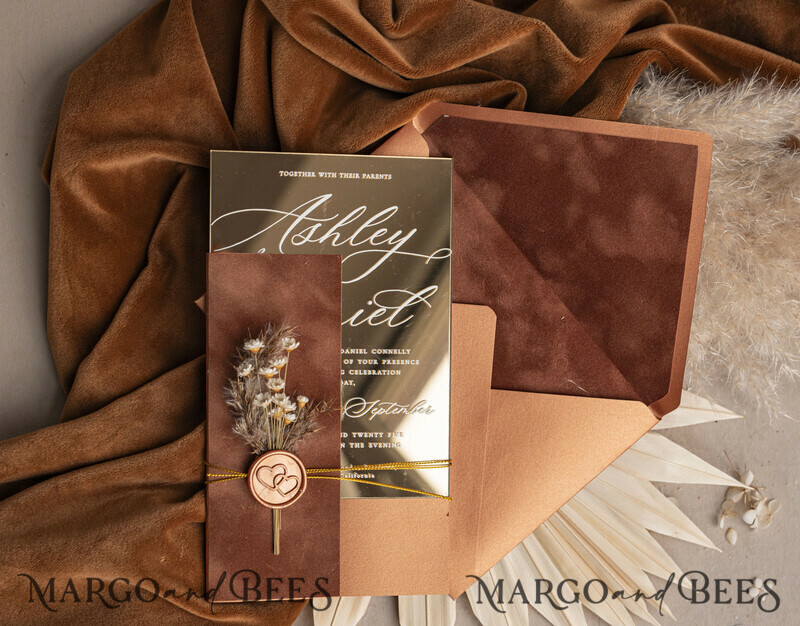 These fall wedding colors will help you create a stunning fall celebration. Burnt orange Acrylic Wedding Invites. Fall Mirror gold Wedding Invitations.-20