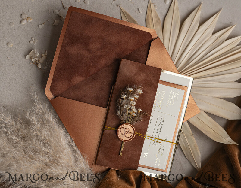 These fall wedding colors will help you create a stunning fall celebration. Burnt orange Acrylic Wedding Invites. Fall Mirror gold Wedding Invitations.-8