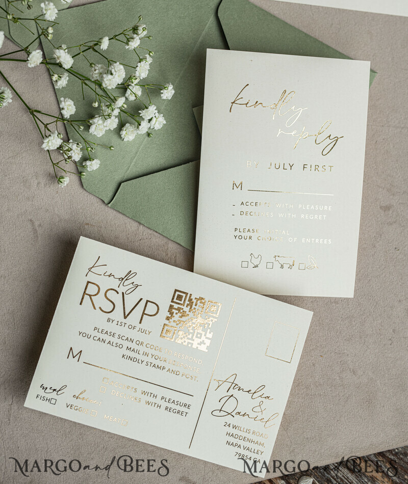 Wedding invitations with sage green. Elegant transparent wedding invitations with gypsophila , Baby Breath-10