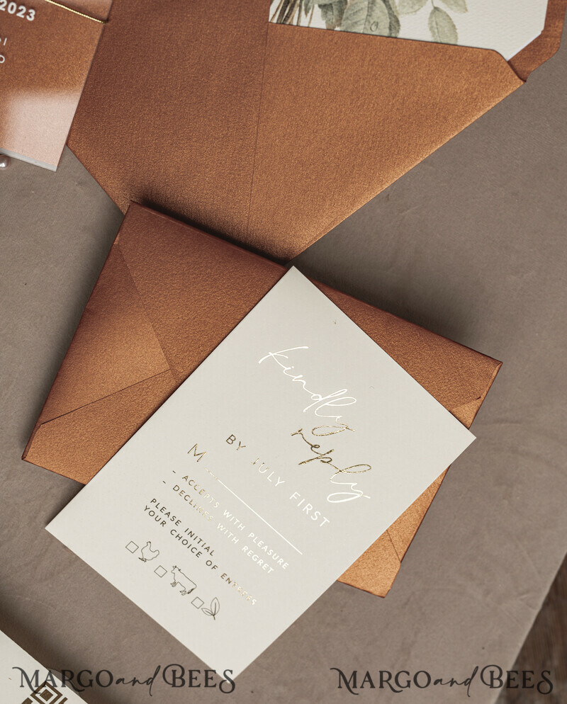Fall Terracotta Clear Arched Wedding Invitation. The most beautiful wedding invitations for autumn.-17