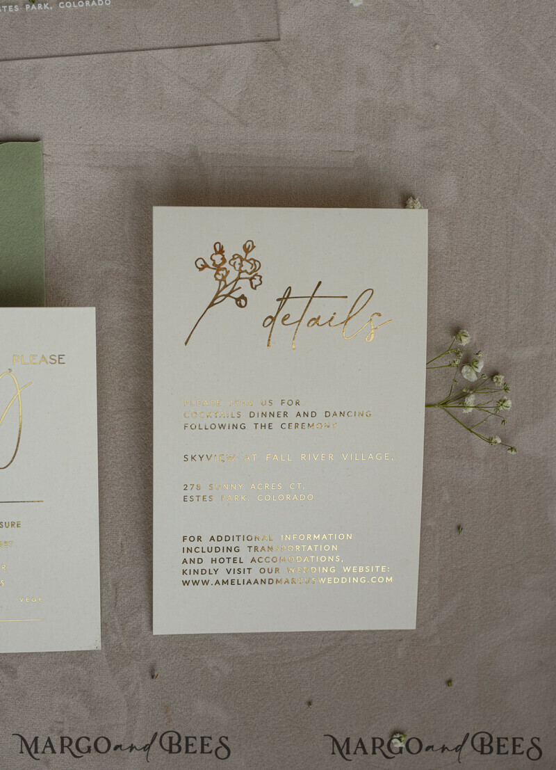 Sage Green Frozen Transparent Baby Breath Wedding Invitations, Elegant Garden Gypsophila Wedding Cards-4