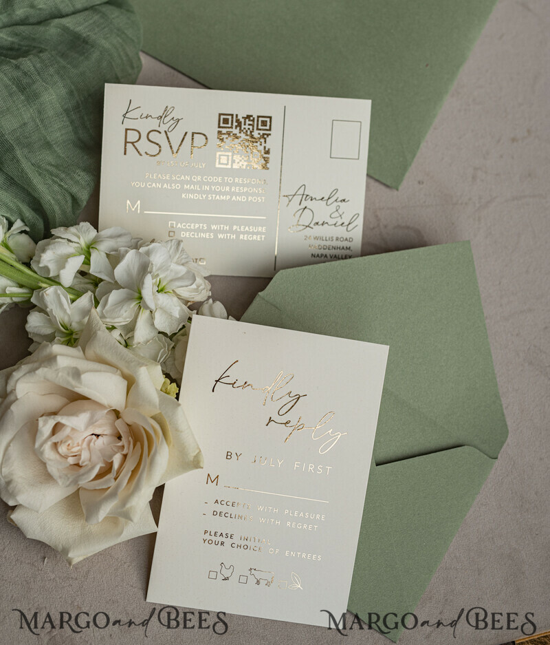 Sage Green Clear Arched Wedding Invitations, Elegant Garden Wedding Cards, Greenery Acrylic transparent Wedding Invites, Arch Plexi Wedding Invitation Suite-15