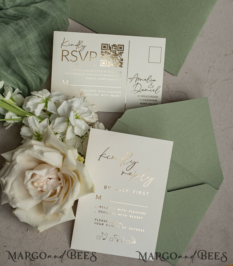 Sage Green Clear Arched Wedding Invitations, Elegant Garden Wedding Cards, Greenery Acrylic transparent Wedding Invites, Arch Plexi Wedding Invitation Suite-3