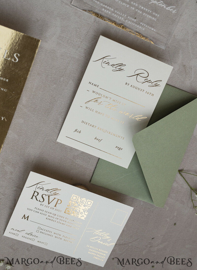 Ivory Beaded Wrapping Wedding Invitations, Elegant Clear Acrylic Wedding Cards, Plexi Transparent Wedding Invites, Wedding Invitation Suite with Pearls-16