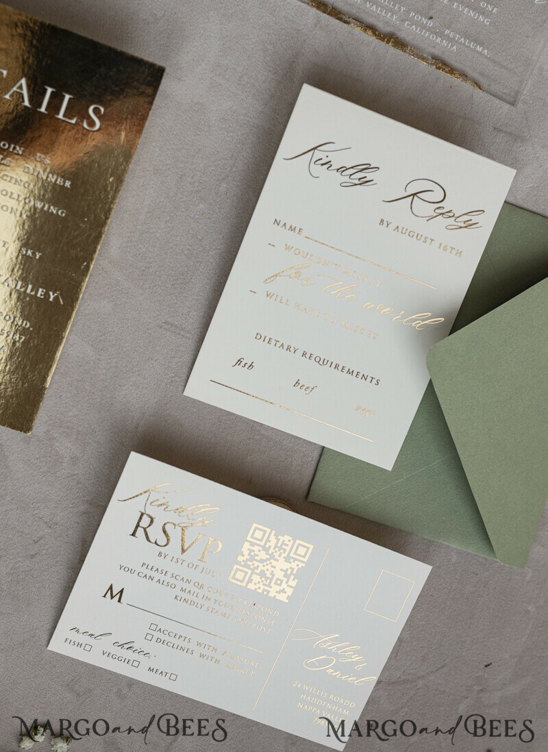 Ivory Beaded Wrapping Wedding Invitations, Elegant Clear Acrylic Wedding Cards, Plexi Transparent Wedding Invites, Wedding Invitation Suite with Pearls-12