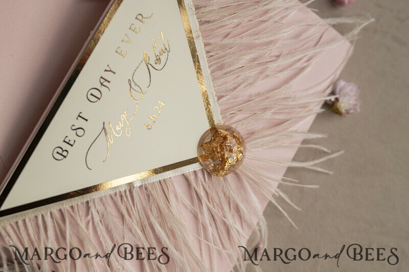 3 fold Luxury blush Mirror gold Wedding InvitationsGlamour Acrylic Wedding Invites-23