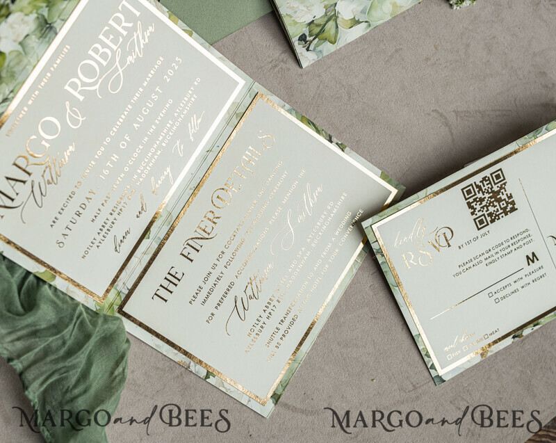 Sage green wedding? Wedding invitations in color sage green can be paired with various kinds of neutrals to incorporate into your wedding invitation, such as ivory and taupe. Elegant garden Wedding Cards.-7