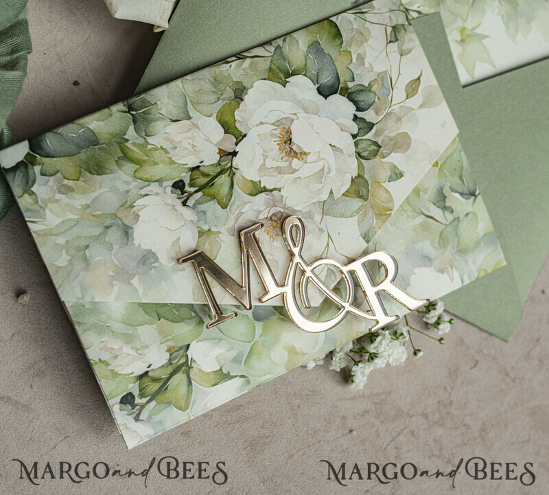 Sage green wedding? Wedding invitations in color sage green can be paired with various kinds of neutrals to incorporate into your wedding invitation, such as ivory and taupe. Elegant garden Wedding Cards.-1