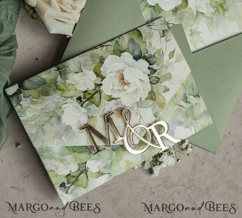 Sage green wedding? Wedding invitations in color sage green can be paired with various kinds of neutrals to incorporate into your wedding invitation, such as ivory and taupe. Elegant garden Wedding Cards.-8