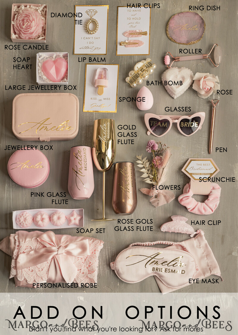 Personalized Bridesmaid Proposal Box with Robe, Complete Maid of Honour Box, Blush Will You Be My Bridesmaid box set-11