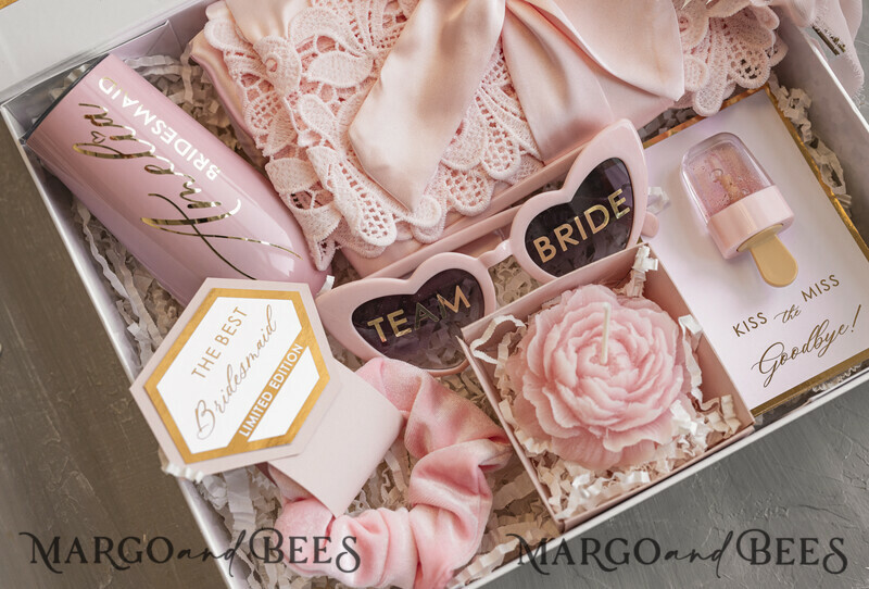 Personalized Bridesmaid Proposal Box with Robe, Complete Maid of Honour Box, Blush Will You Be My Bridesmaid box set-5