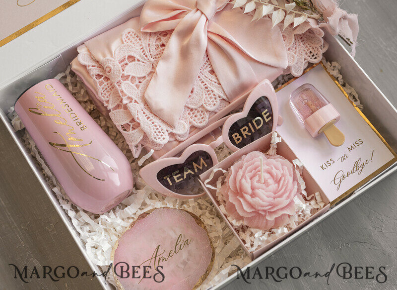 Personalized Bridesmaid Proposal Box with Robe, Complete Maid of Honour Box, Blush Will You Be My Bridesmaid box set-1