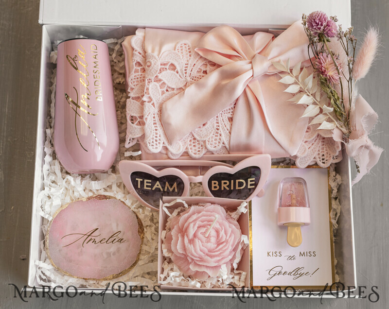 Personalized Bridesmaid Proposal Box with Robe, Complete Maid of Honour Box, Blush Will You Be My Bridesmaid box set-3