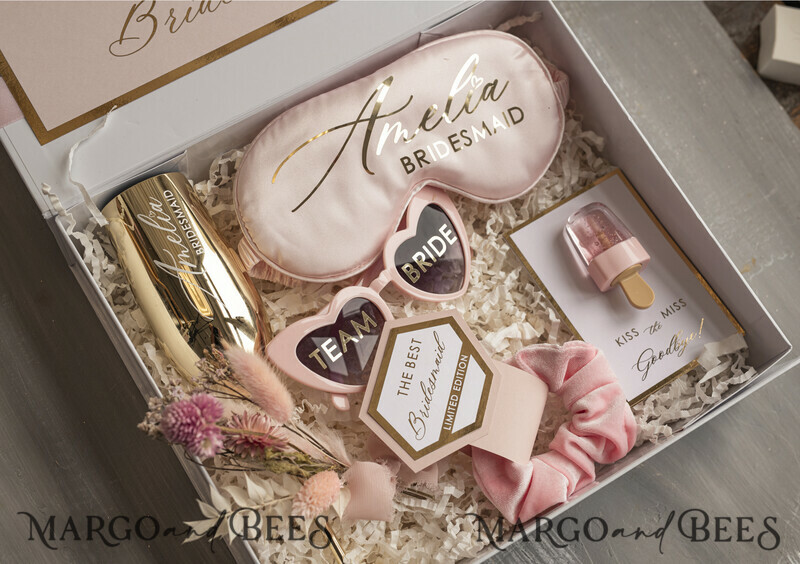 Personalized Bridesmaid Proposal Box with Robe, Complete Maid of Honour Box, Blush Will You Be My Bridesmaid box set-1