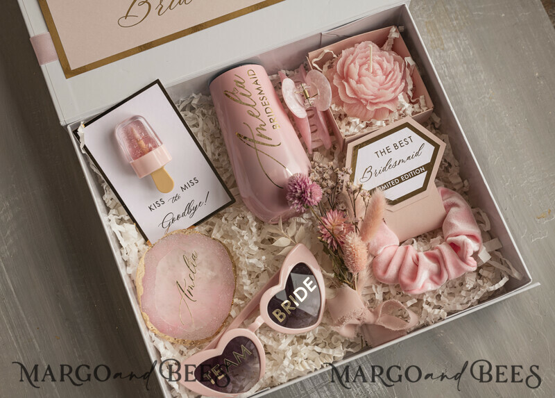 Personalized Bridesmaid Proposal Box with Robe, Complete Maid of Honour Box, Blush Will You Be My Bridesmaid box set-3