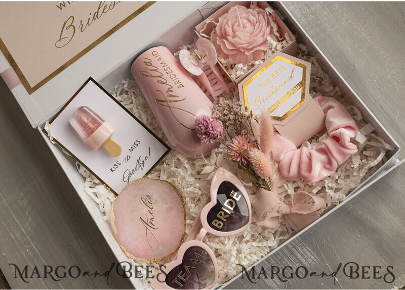 Personalized Bridesmaid Proposal Box with Robe, Complete Maid of Honour Box, Blush Will You Be My Bridesmaid box set-4