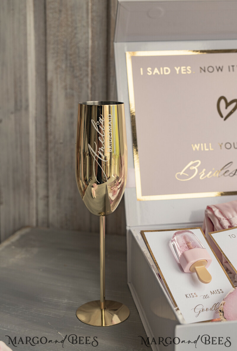 Personalized Bridesmaid Proposal Box with Robe, Complete Maid of Honour Box, Blush Will You Be My Bridesmaid box set-6