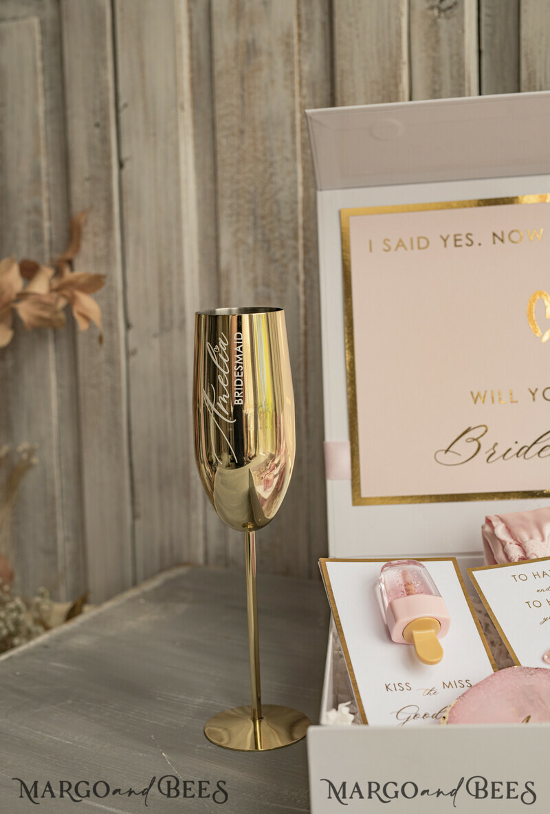 Personalized Bridesmaid Proposal Box with Robe, Complete Maid of Honour Box, Blush Will You Be My Bridesmaid box set-4