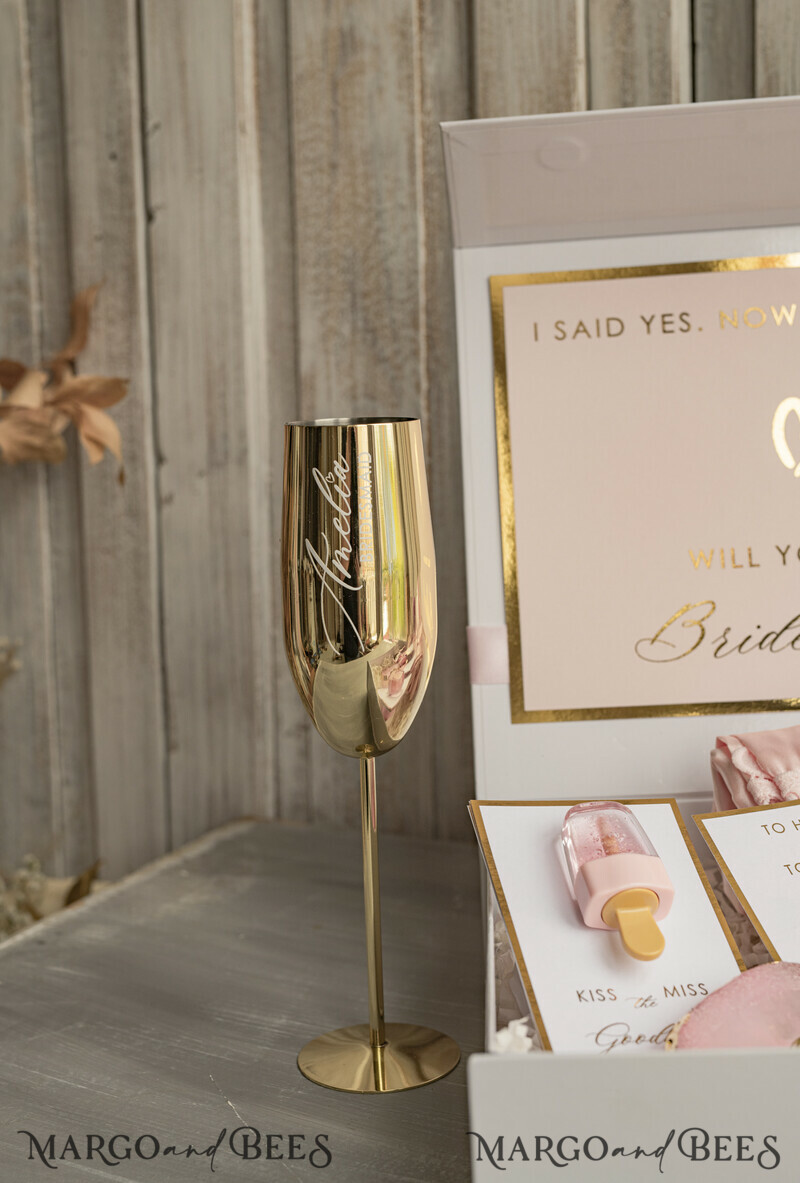 Personalized Bridesmaid Proposal Box with Robe, Complete Maid of Honour Box, Blush Will You Be My Bridesmaid box set-5