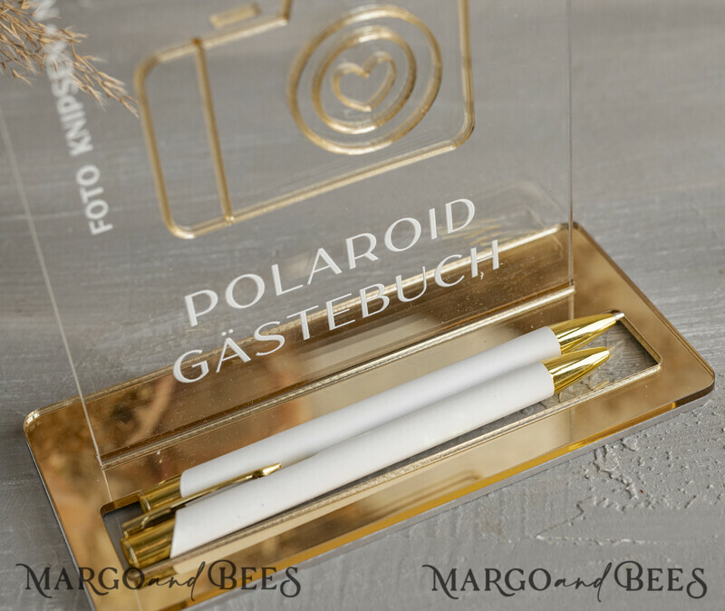 Polaroid Gold Acrylic Hochzeitsgästebuch Personalisiert Schilderset Samtrose Sofort-Fotobuch
-10