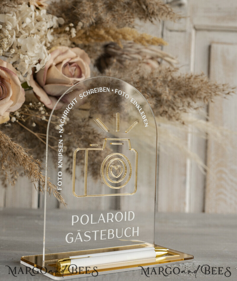 Polaroid Gold Acrylic Hochzeitsgästebuch Personalisiert Schilderset Samtrose Sofort-Fotobuch
-13