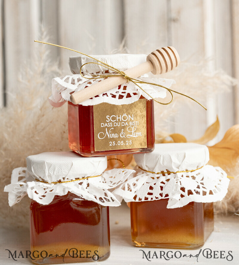 Honiggeschenkglas mit Honig, handgemachte Gastgeschenke zur Hochzeit-5