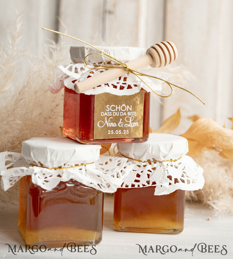 Honiggeschenkglas mit Honig, handgemachte Gastgeschenke zur Hochzeit-8
