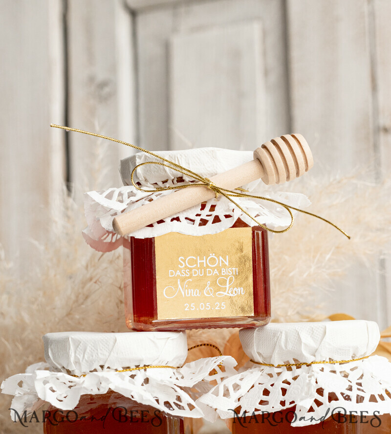Honiggeschenkglas mit Honig, handgemachte Gastgeschenke zur Hochzeit-2
