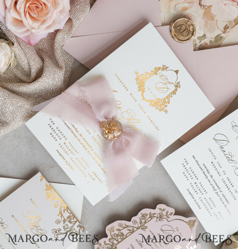 Vintage Baroque Wedding Invitation suite Beige Golden Fine art Roses Wedding Invitations with rsvp Victorian wedding crest Chinoiserie Invites Royal Ornamental frame-22