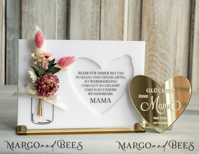 Acryl-Statuette mit Widmung & Trockenblumen – Muttertagskarte mit Herz Geschenk für Mama zum Muttertag.-0