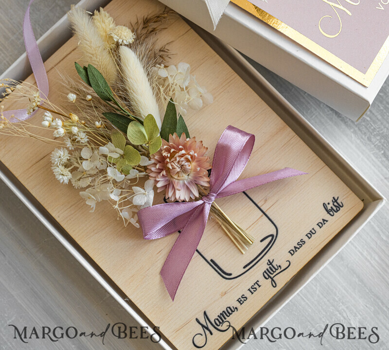 Holzkarte mit Widmung für Mama – Geschenkbox mit Trockenblumen Geschenk in eleganter Box mit Trockenblumen zum Muttertag Geschenkidee zum Muttertag-1