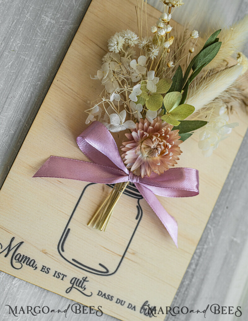 Holzkarte mit Widmung für Mama – Geschenkbox mit Trockenblumen Geschenk in eleganter Box mit Trockenblumen zum Muttertag Geschenkidee zum Muttertag-2