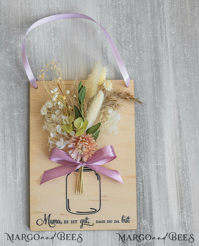 Holzkarte mit Widmung für Mama – Geschenkbox mit Trockenblumen Geschenk in eleganter Box mit Trockenblumen zum Muttertag Geschenkidee zum Muttertag-3